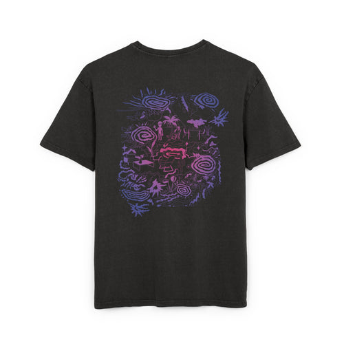 Galactic Wave Sunset Boxy T-Shirt | Acid Wash