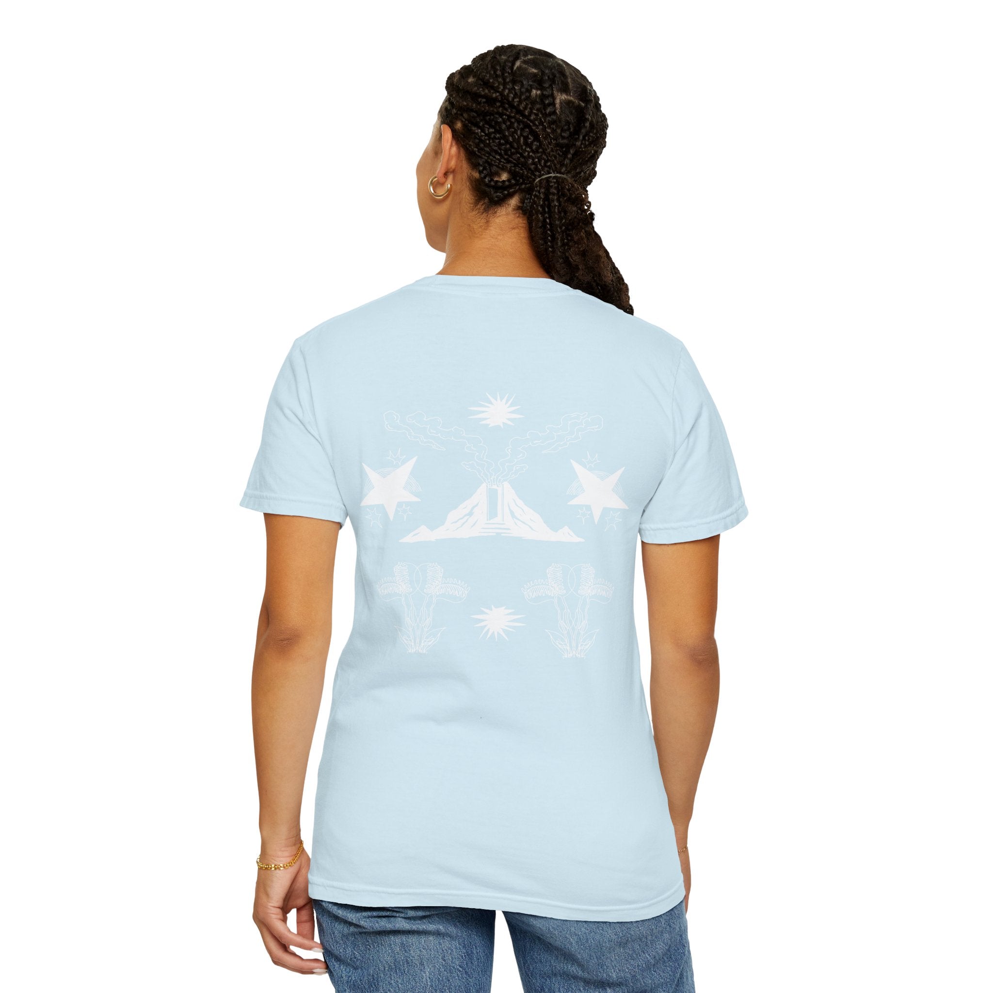 Scorpion Desert Graphic T-Shirt — Sage Garment-Dyed Tee with Stars & Cacti