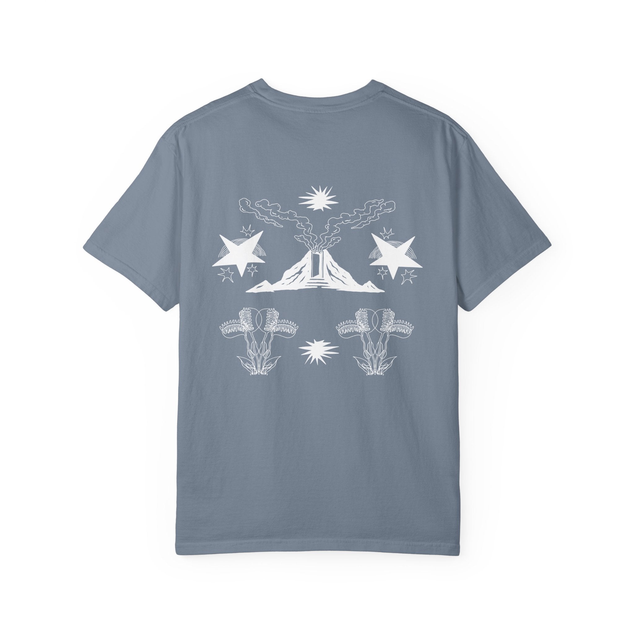 Scorpion Desert Graphic T-Shirt — Sage Garment-Dyed Tee with Stars & Cacti